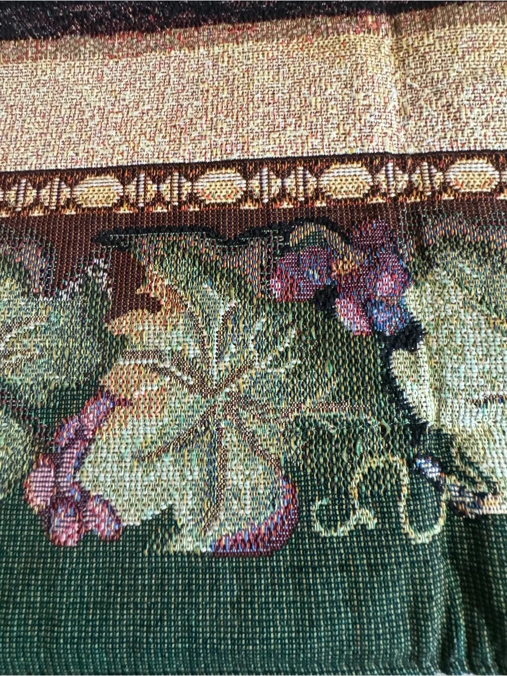 Vintage Mohawk Classic Italian Vineyard Tapestry Wall Hanging in Green and Beige